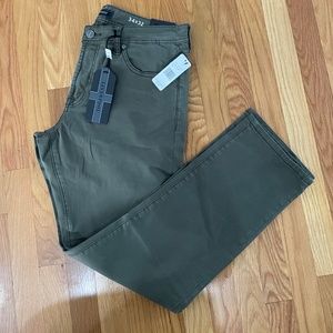 Liverpool Olive Green Relaxed Straight Fit Cotton Twill Denim Jeans